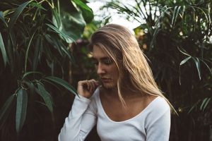 blonde looking sad