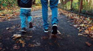 Dad & son walking
